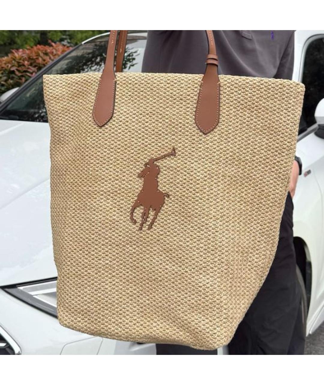 POLO RALPH LAUREN Бежевая сумка тоут, фото 6