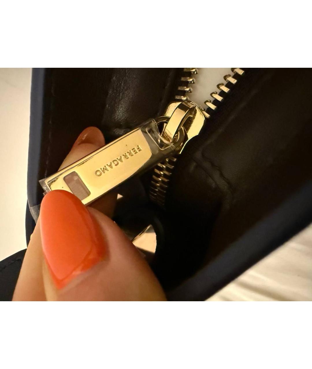FERRAGAMO Черная кожаная сумка тоут, фото 5