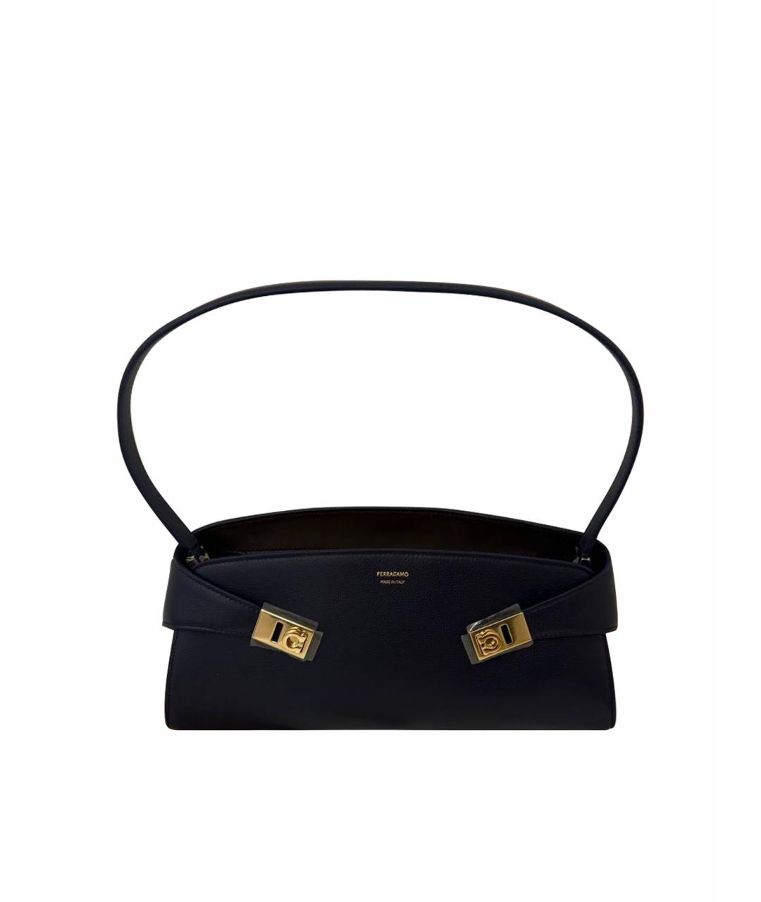 FERRAGAMO Черная кожаная сумка тоут, фото 1