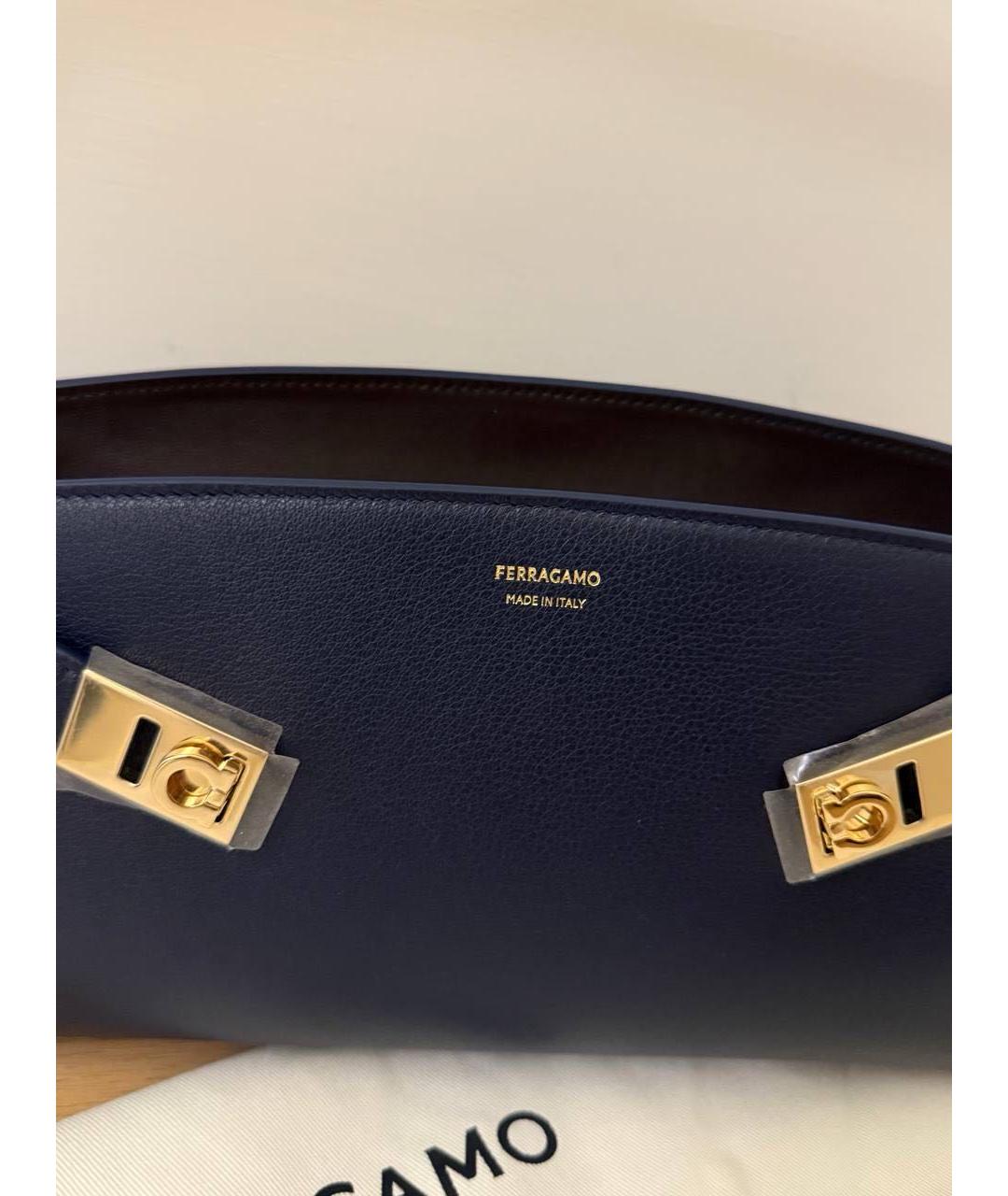 FERRAGAMO Черная кожаная сумка тоут, фото 2