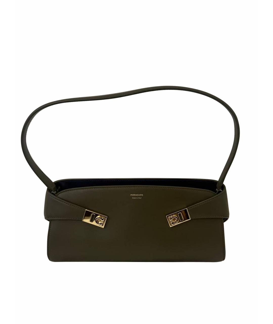 FERRAGAMO Хаки кожаная сумка тоут, фото 1