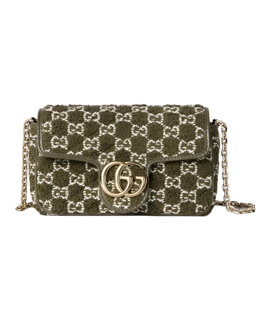 GUCCI Зеленая меховая сумка через плечо, фото 1