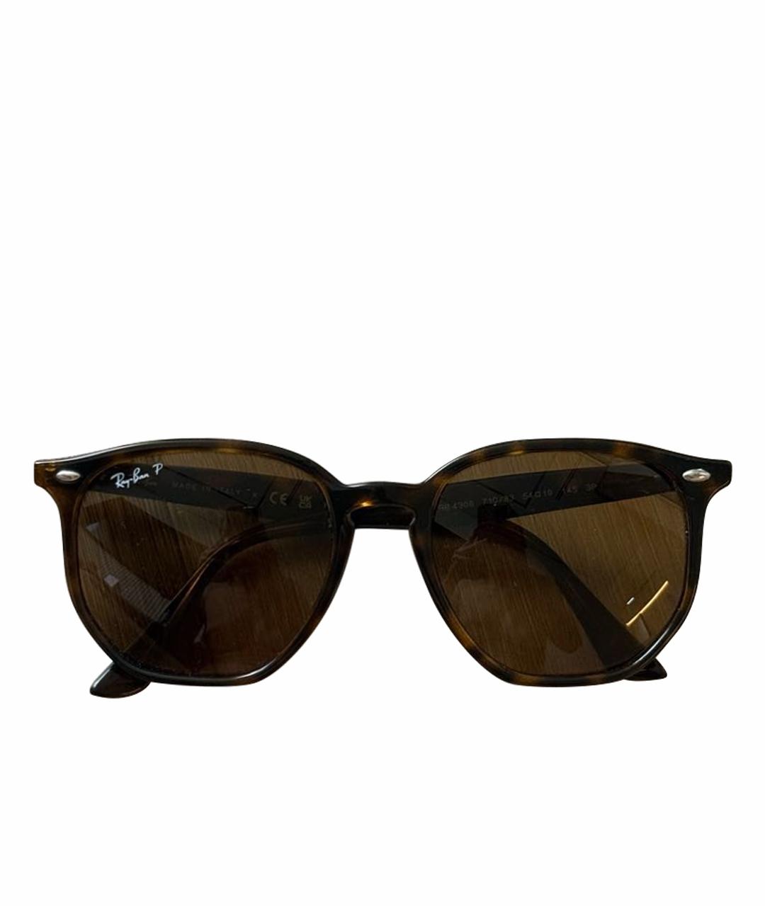 RAY BAN Коричневые пластиковые солнцезащитные очки, фото 1