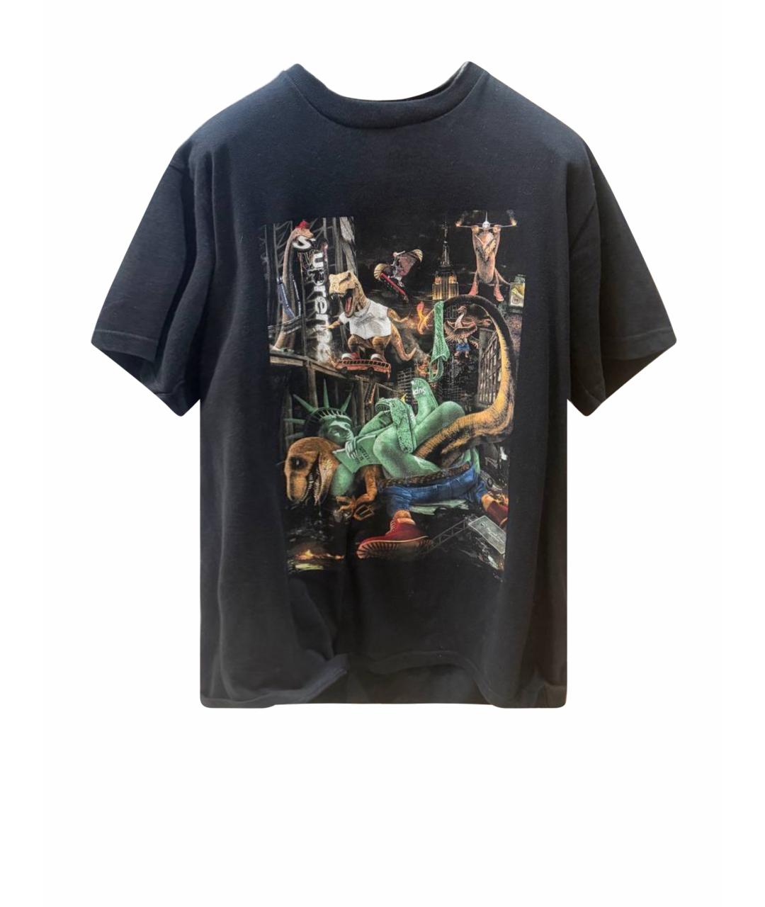 SUPREME Черная хлопковая футболка, фото 1