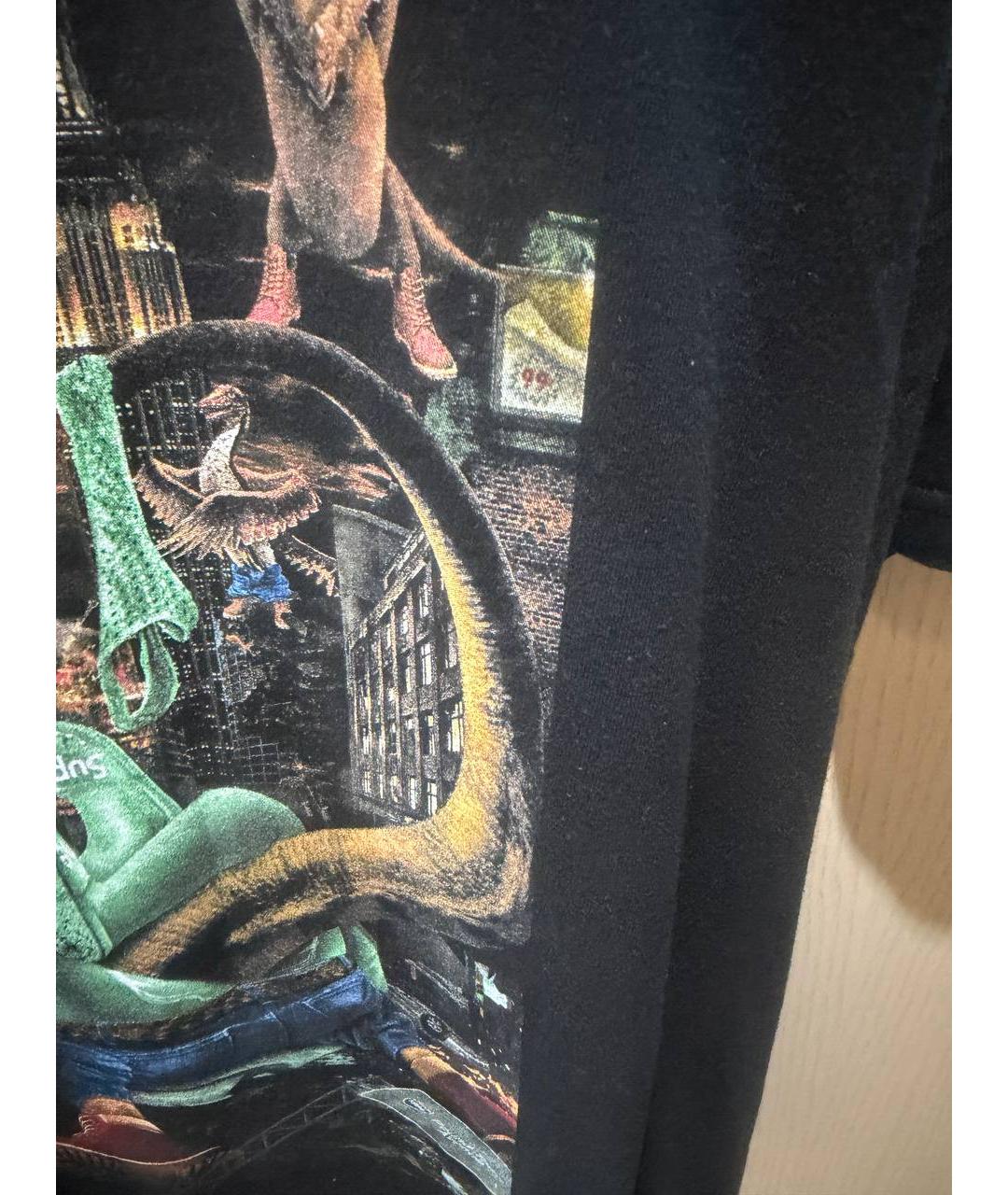 SUPREME Черная хлопковая футболка, фото 4