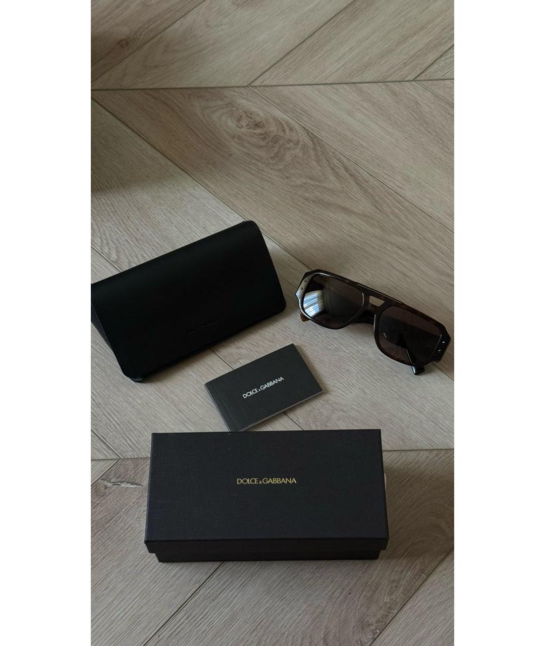 DOLCE&GABBANA Коричневые пластиковые солнцезащитные очки, фото 4