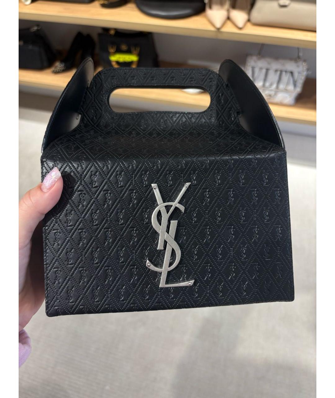 SAINT LAURENT Черная кожаная сумка с короткими ручками, фото 6