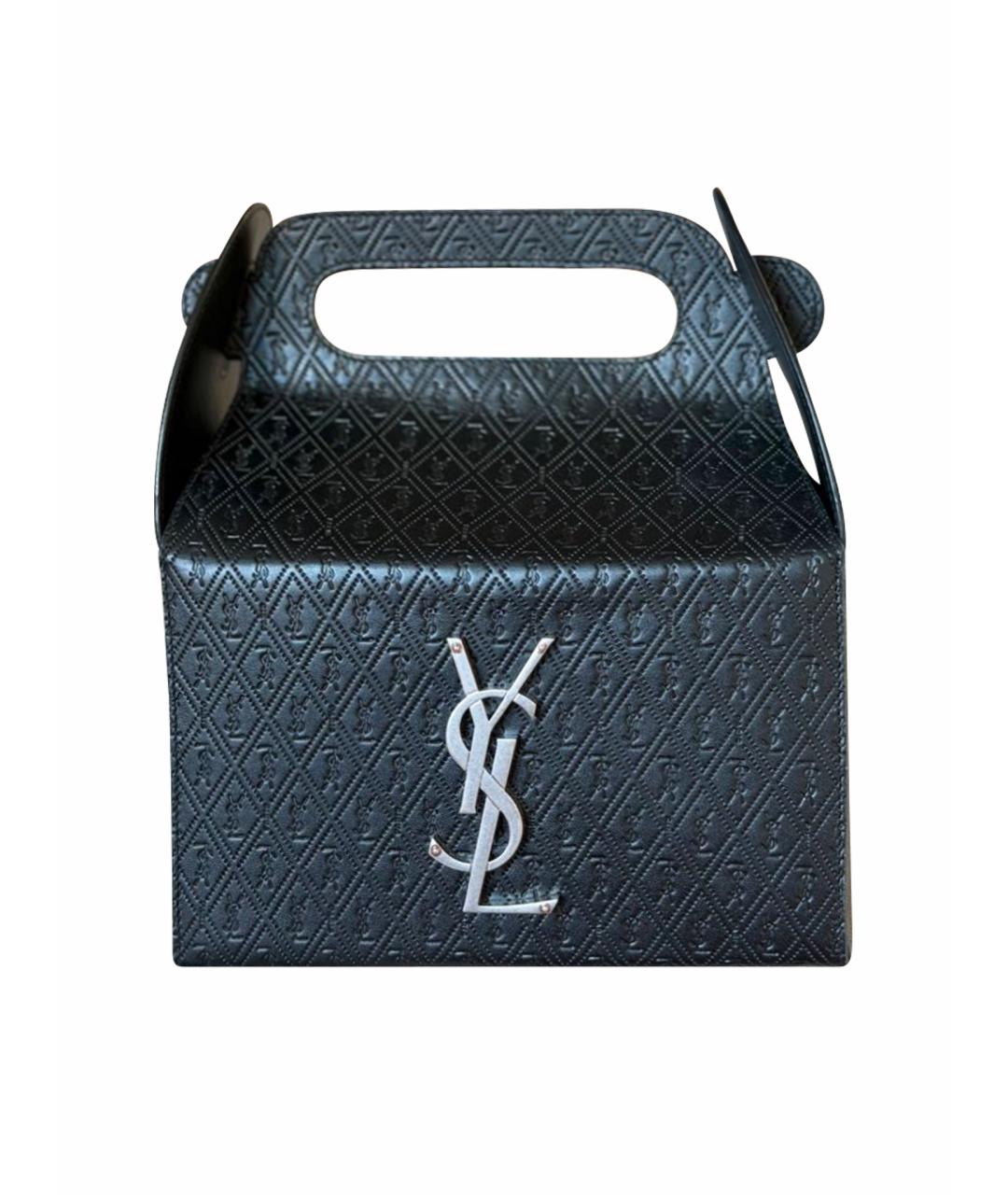 SAINT LAURENT Черная кожаная сумка с короткими ручками, фото 1