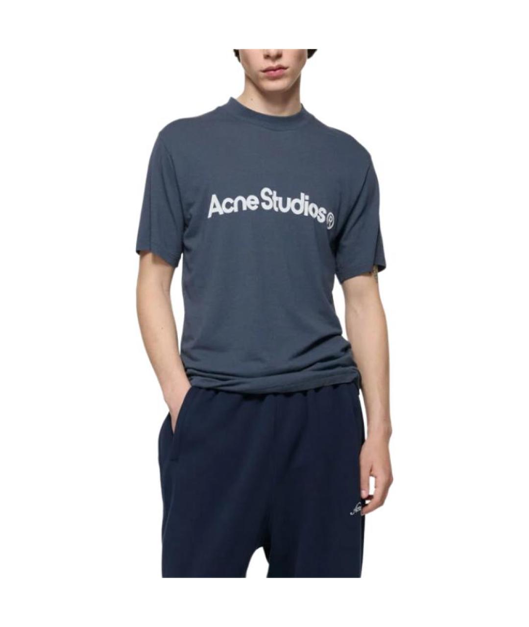ACNE STUDIOS Синяя хлопковая футболка, фото 3