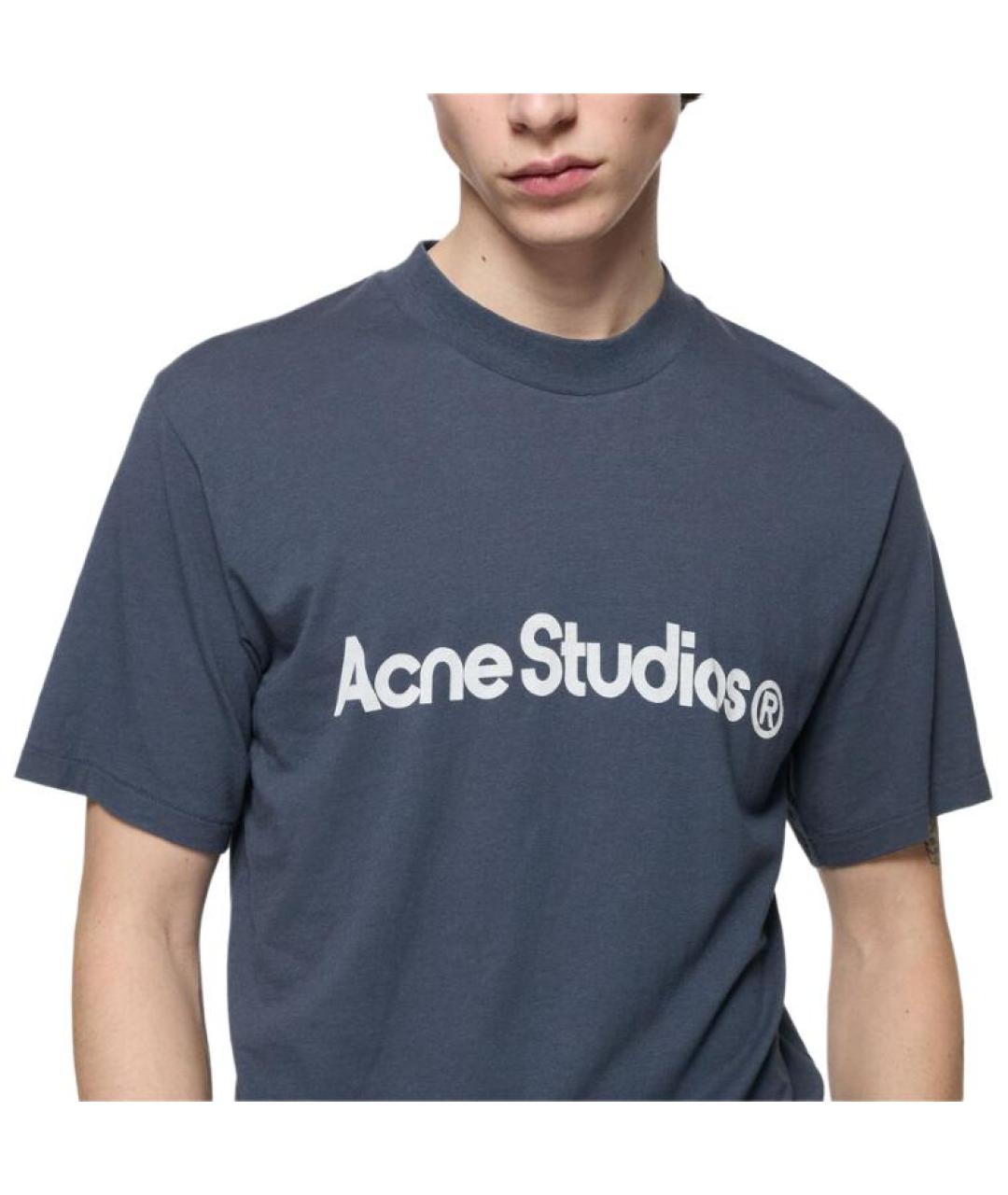 ACNE STUDIOS Синяя хлопковая футболка, фото 4