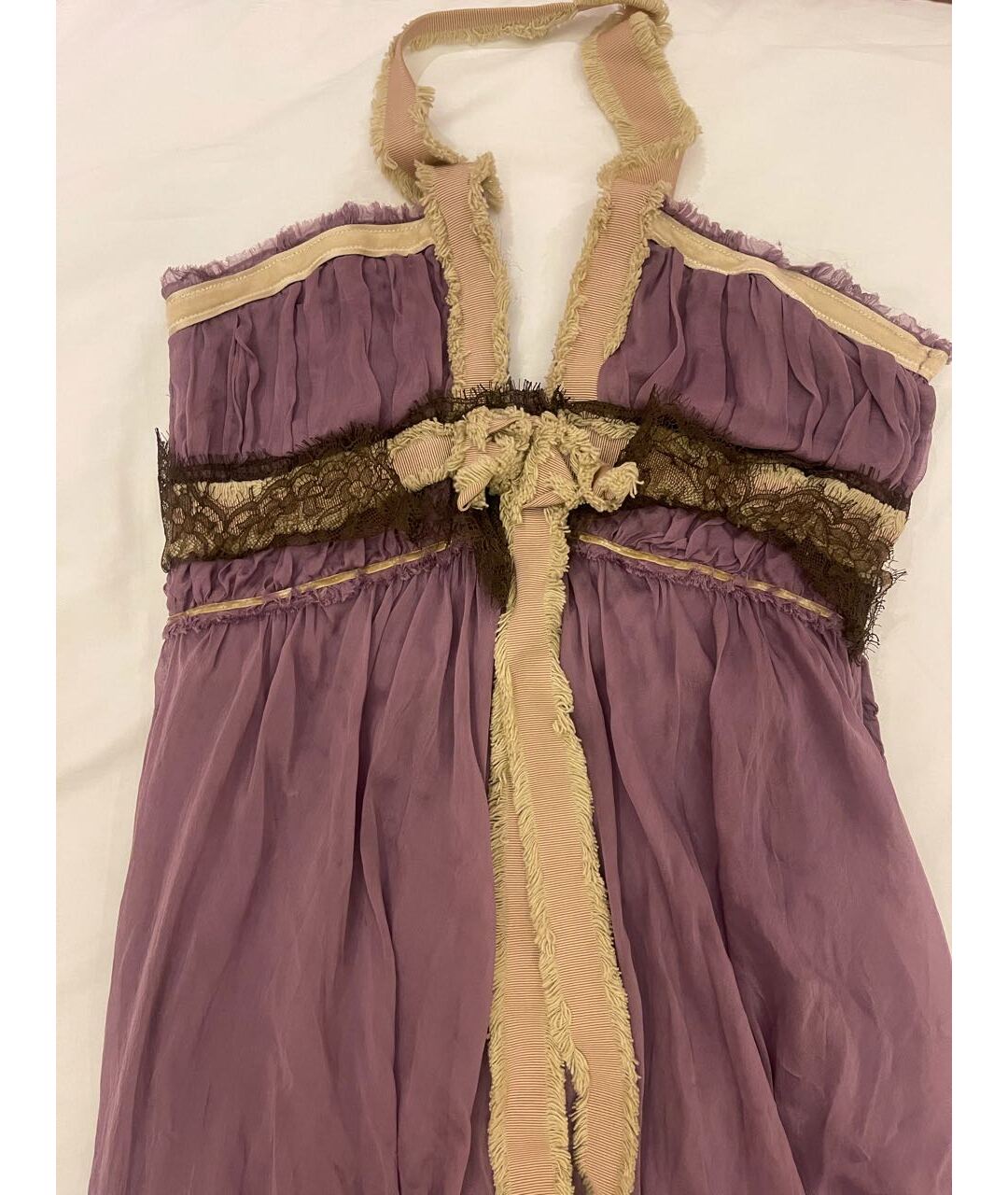 ALBERTA FERRETTI Фиолетовое шелковое повседневное платье, фото 2