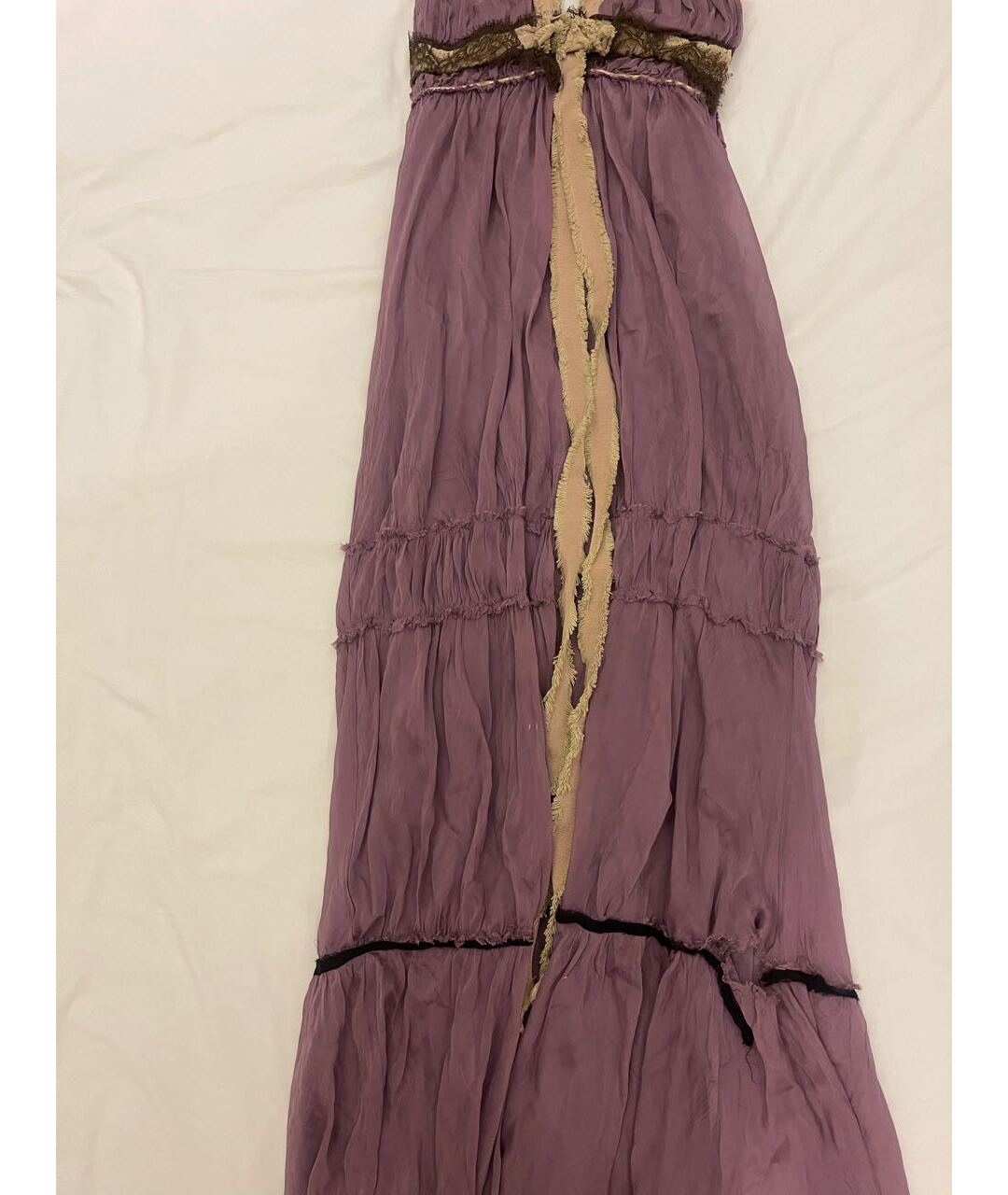 ALBERTA FERRETTI Фиолетовое шелковое повседневное платье, фото 9