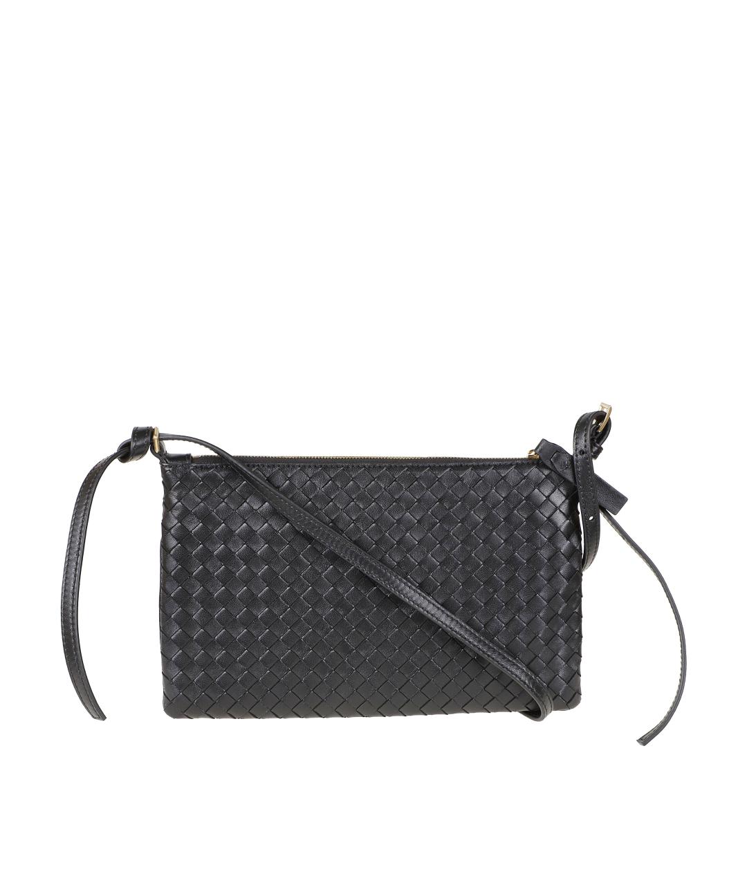 BOTTEGA VENETA Черная кожаная сумка через плечо, фото 2