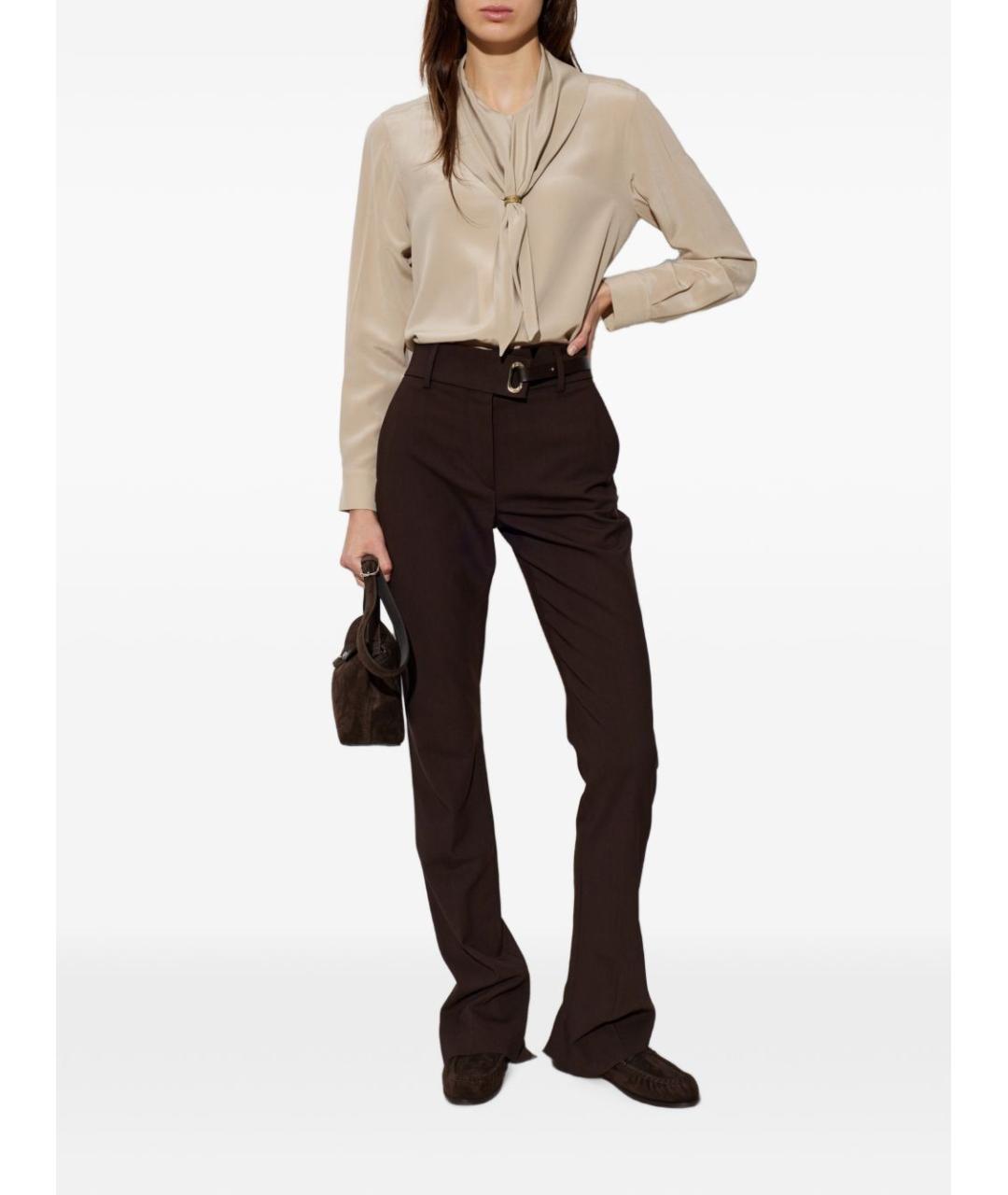 SPORTMAX Коричневые вискозные прямые брюки, фото 3