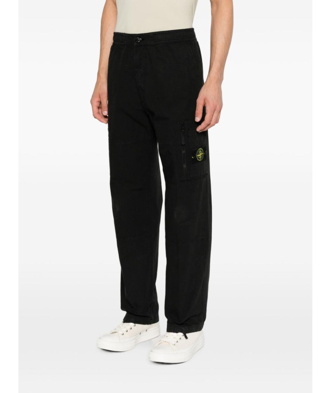 STONE ISLAND Черные хлопковые повседневные брюки, фото 4