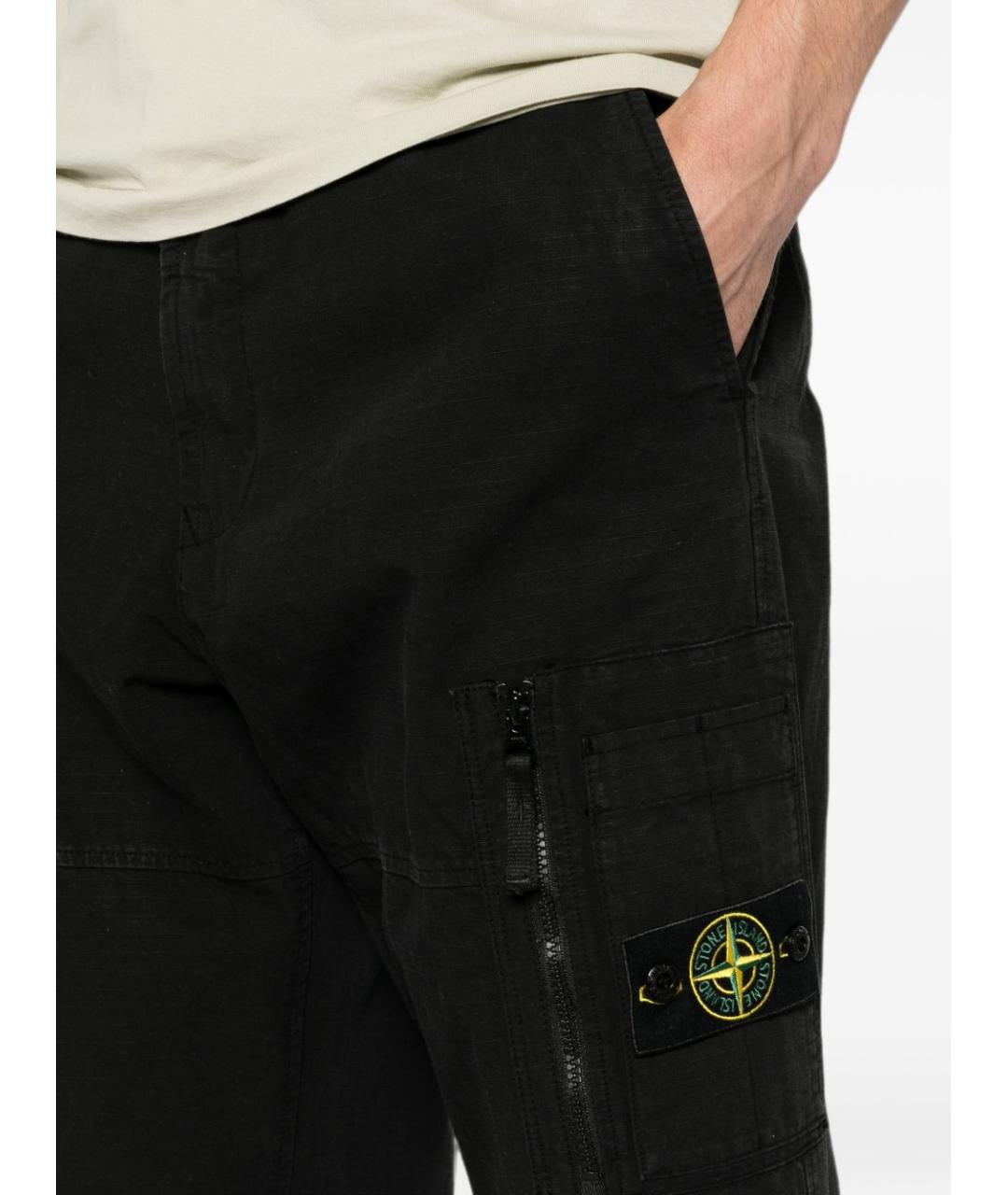 STONE ISLAND Черные хлопковые повседневные брюки, фото 2