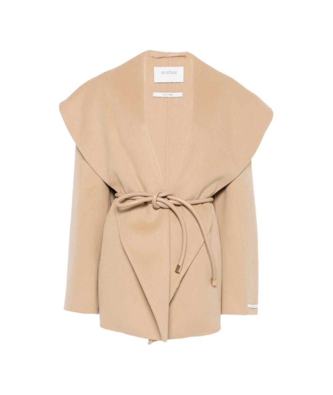 SPORTMAX Бежевое шерстяное пальто, фото 1