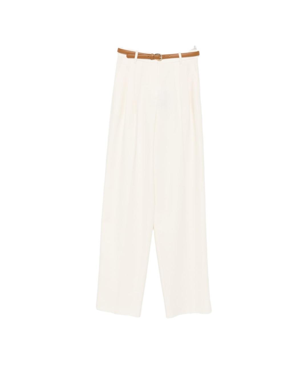 MAX MARA STUDIO Белые хлопковые прямые брюки, фото 1