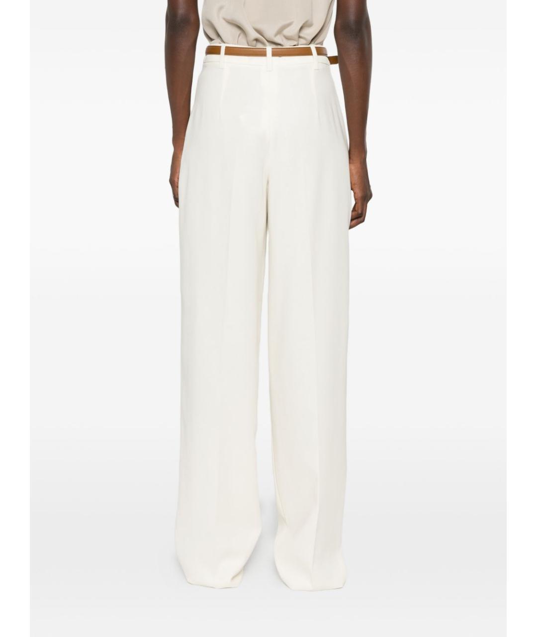 MAX MARA STUDIO Белые хлопковые прямые брюки, фото 4