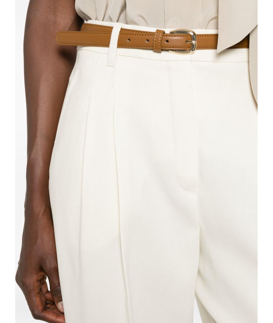 MAX MARA STUDIO Белые хлопковые прямые брюки, фото 5