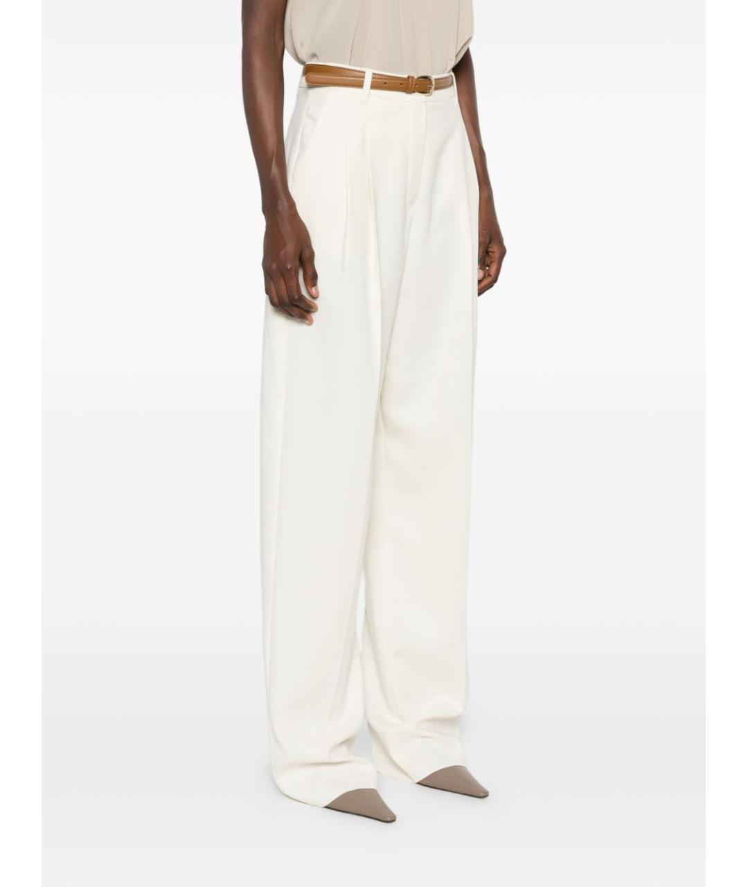 MAX MARA STUDIO Белые хлопковые прямые брюки, фото 3