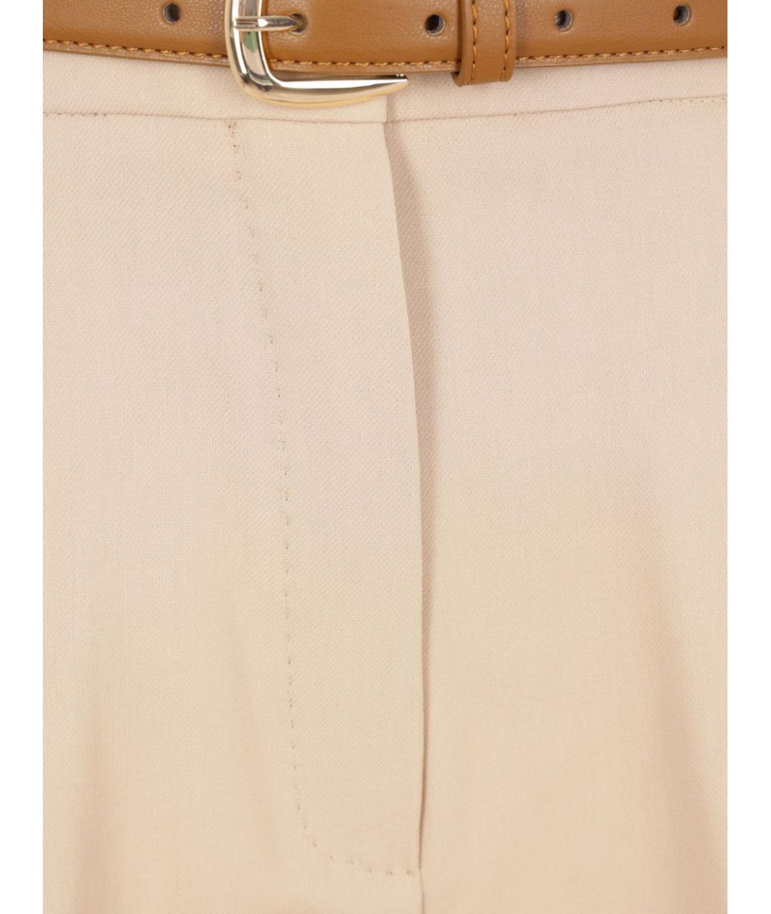 MAX MARA STUDIO Бежевые хлопковые прямые брюки, фото 4
