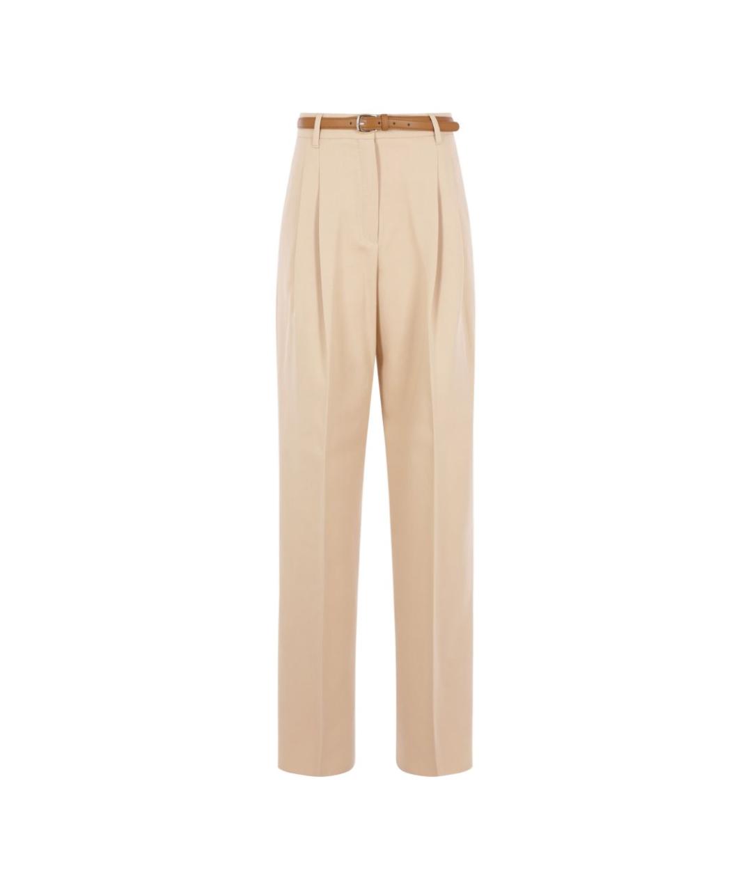 MAX MARA STUDIO Бежевые хлопковые прямые брюки, фото 1
