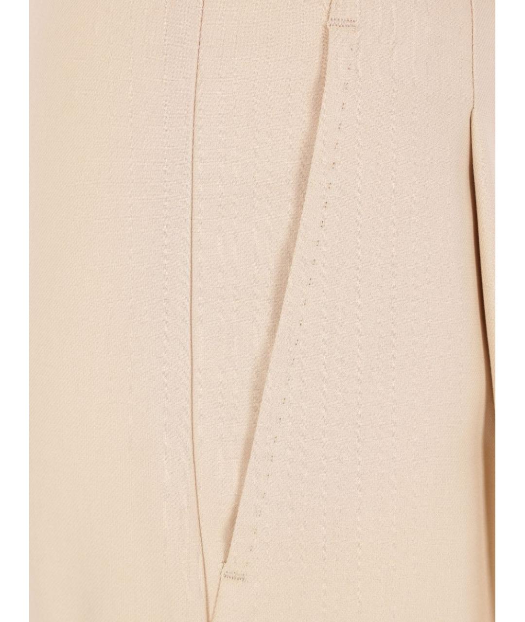 MAX MARA STUDIO Бежевые хлопковые прямые брюки, фото 3