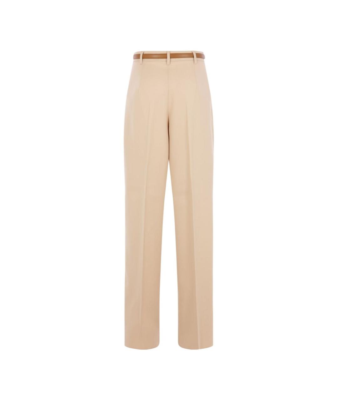 MAX MARA STUDIO Бежевые хлопковые прямые брюки, фото 2