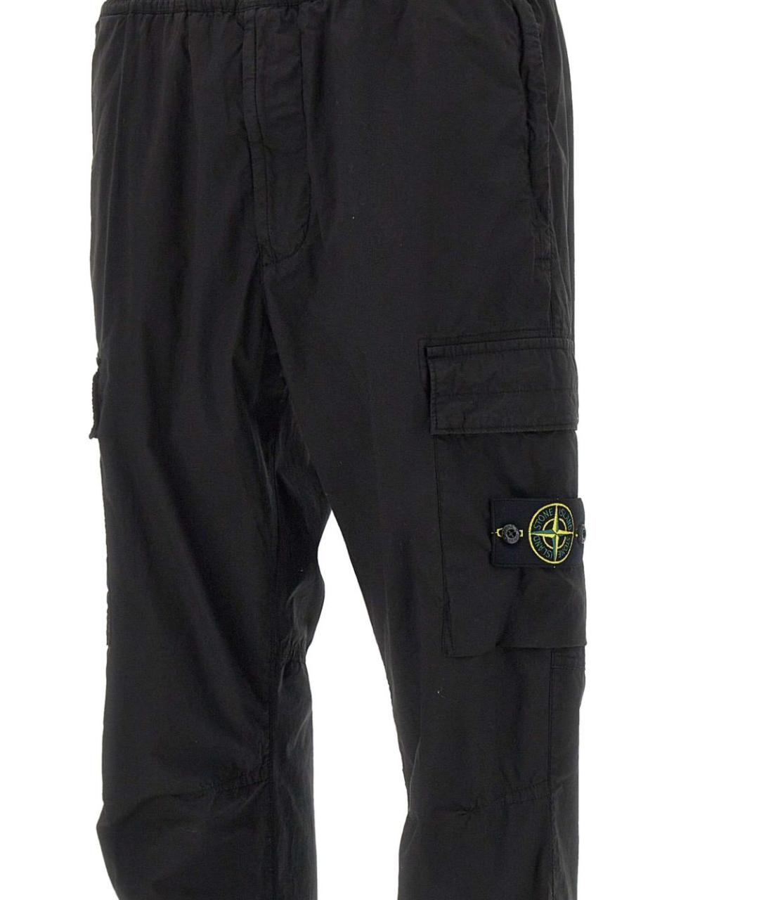 STONE ISLAND Черные хлопковые повседневные брюки, фото 2