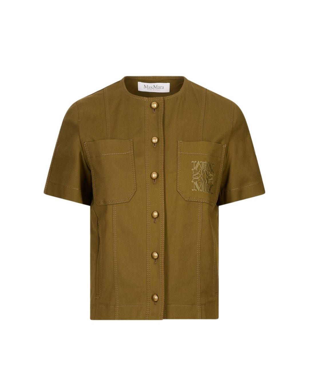 MAX MARA Хаки хлопковая рубашка, фото 1