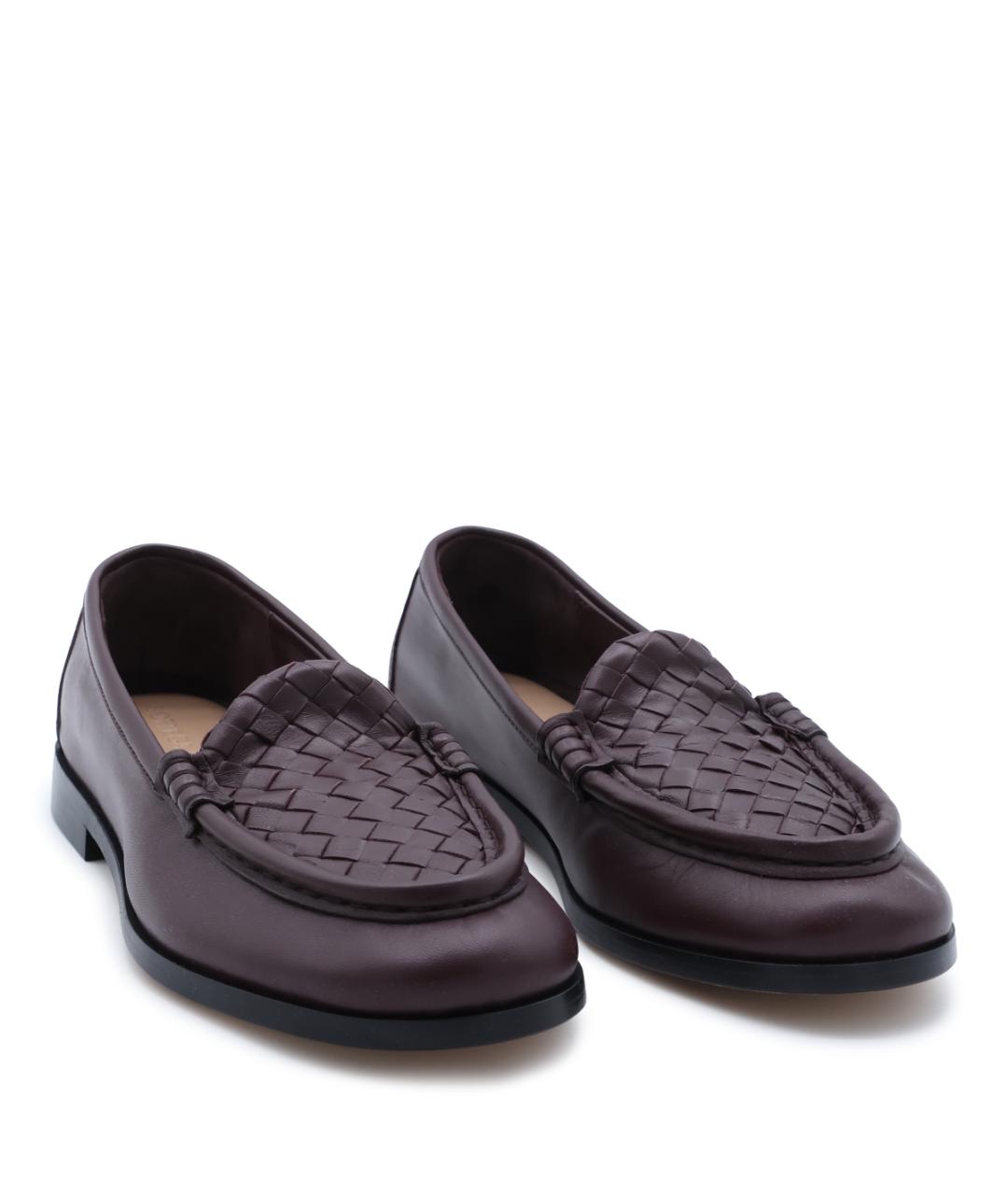 BOTTEGA VENETA Бордовые кожаные лоферы, фото 4