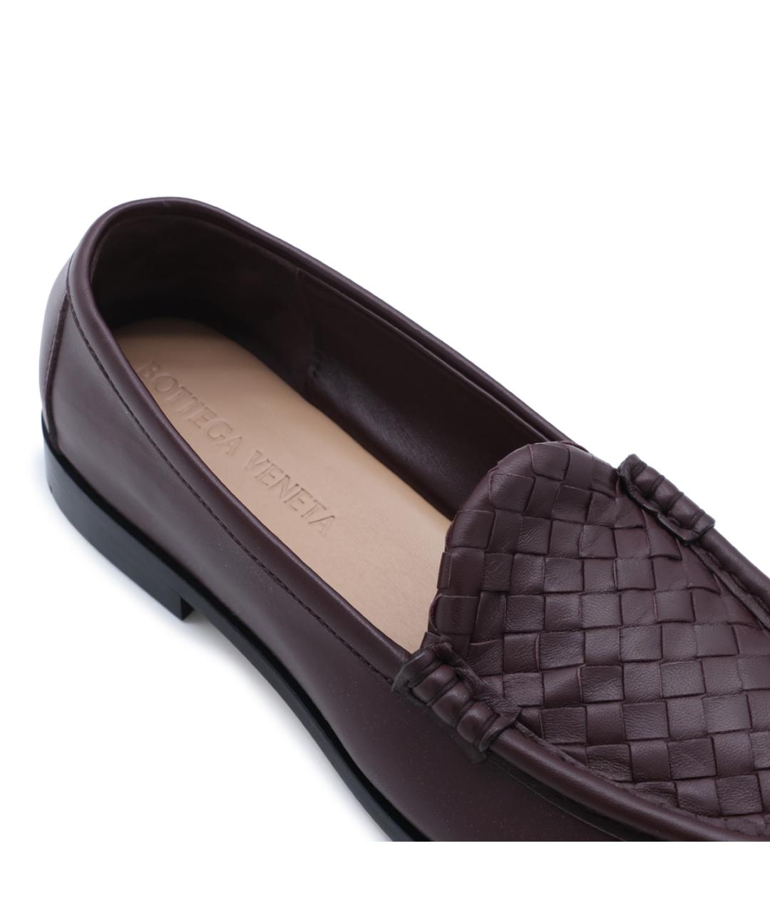 BOTTEGA VENETA Бордовые кожаные лоферы, фото 8