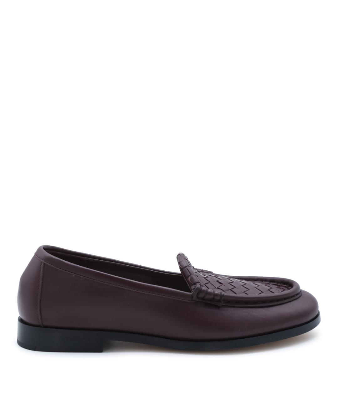 BOTTEGA VENETA Бордовые кожаные лоферы, фото 1