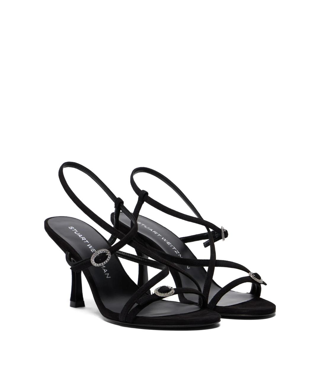 STUART WEITZMAN Черные кожаные босоножки, фото 2