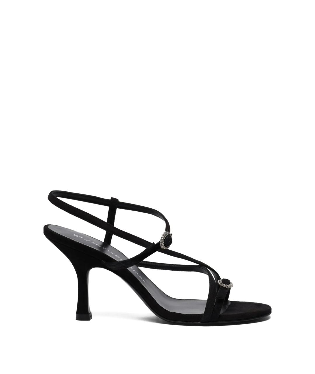 STUART WEITZMAN Черные кожаные босоножки, фото 1