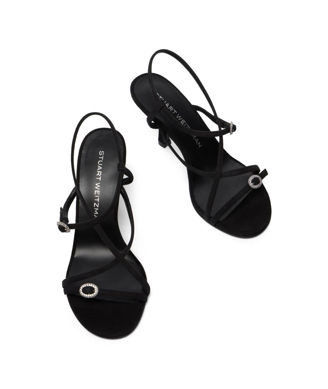 STUART WEITZMAN Черные кожаные босоножки, фото 3