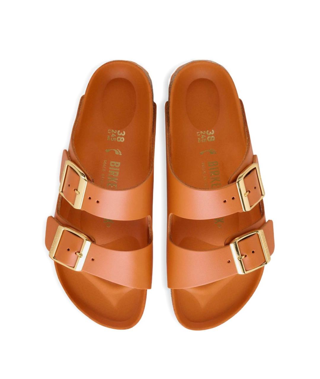 BIRKENSTOCK Оранжевые кожаные сандалии, фото 4
