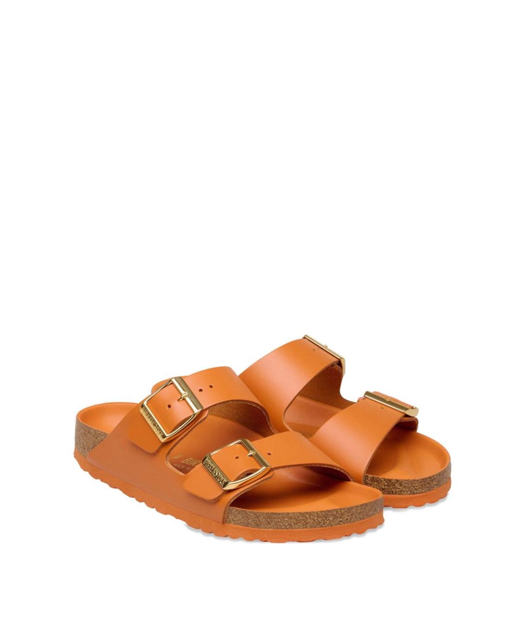 BIRKENSTOCK Оранжевые кожаные сандалии, фото 2