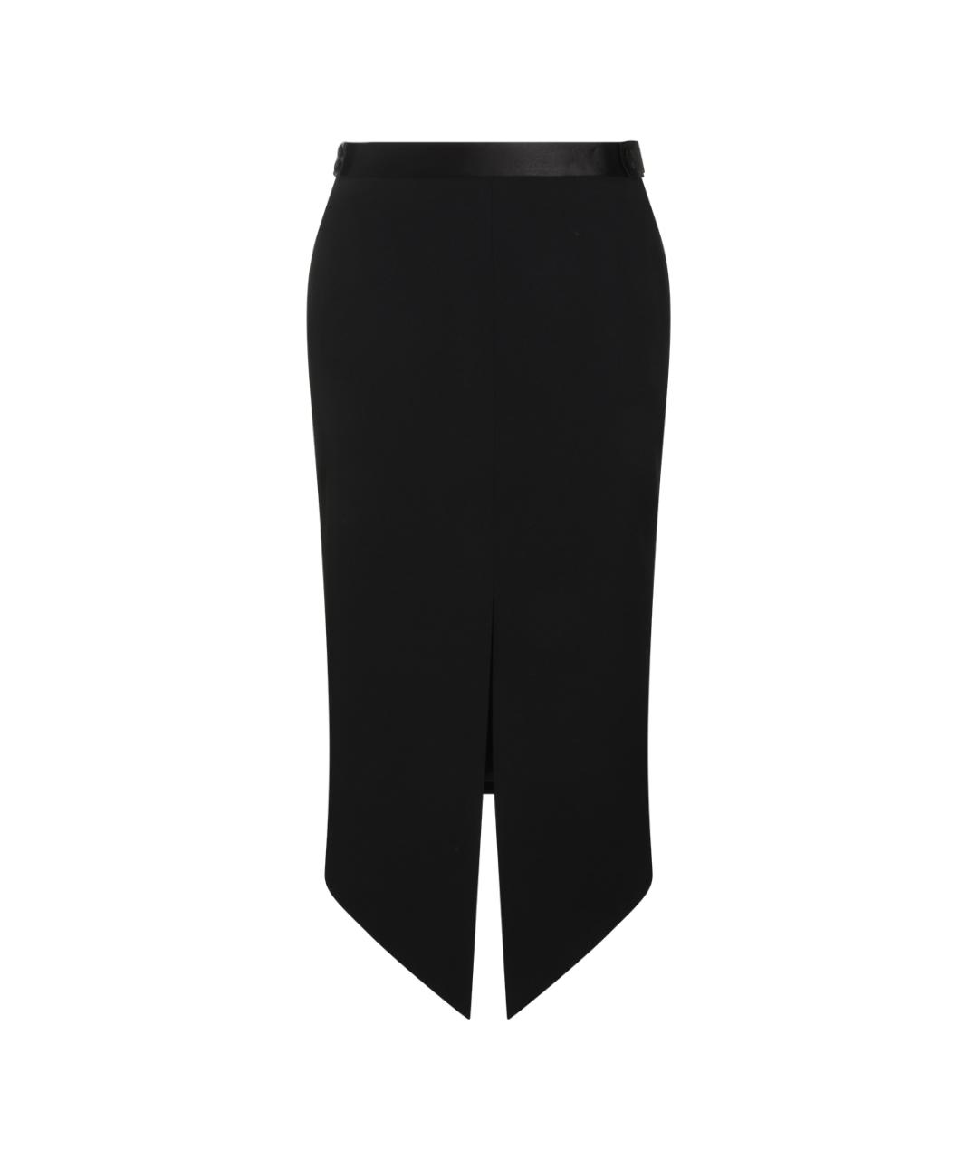 TOM FORD Черная шерстяная юбка миди, фото 1