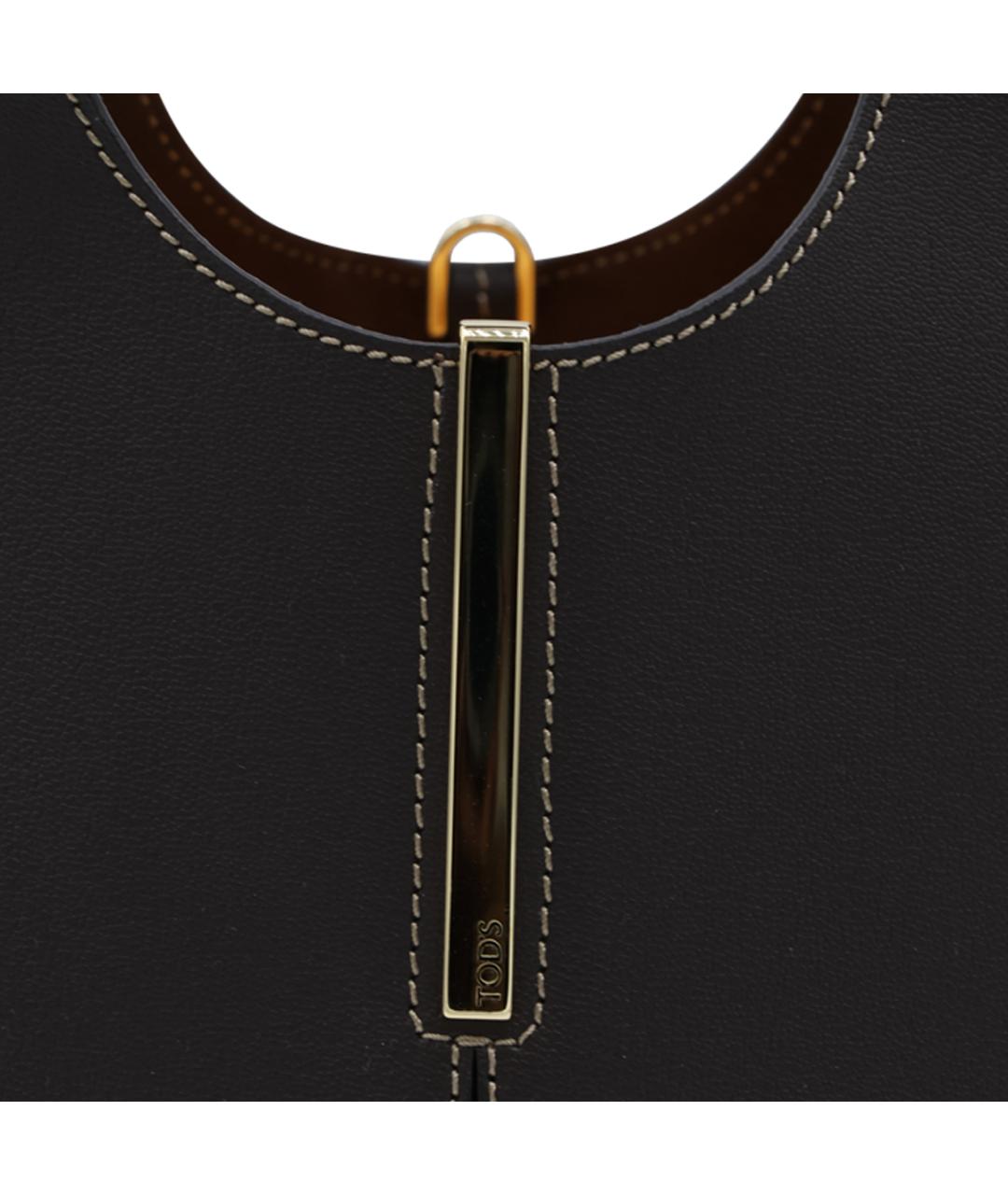TOD'S Черная кожаная сумка тоут, фото 4