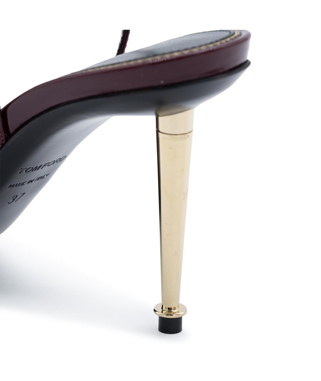 TOM FORD Бордовые босоножки из лакированной кожи, фото 8