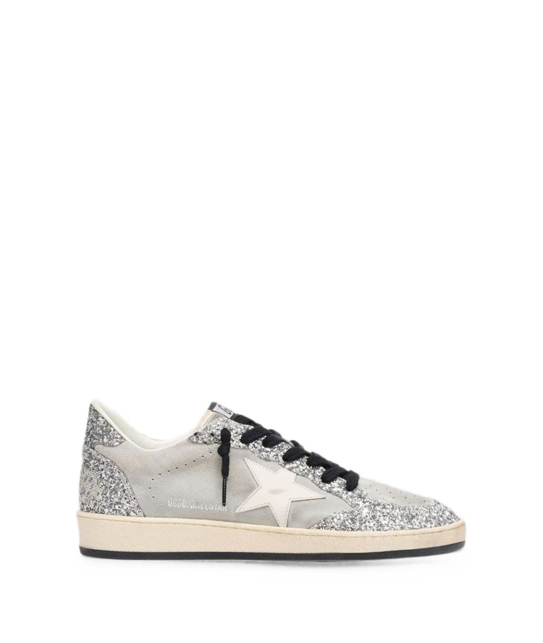 GOLDEN GOOSE Серебряные кожаные кеды, фото 1