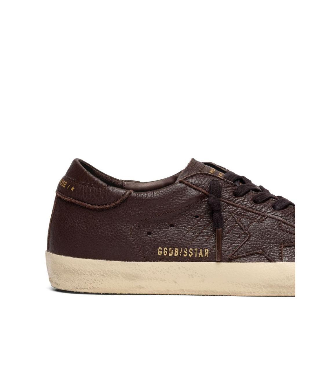 GOLDEN GOOSE Коричневые кожаные низкие кроссовки / кеды, фото 5