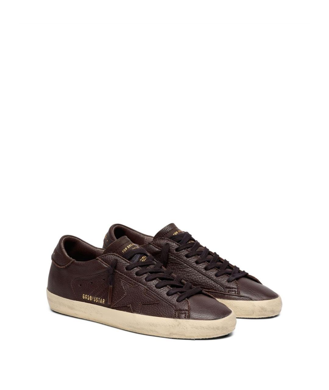 GOLDEN GOOSE Коричневые кожаные низкие кроссовки / кеды, фото 3