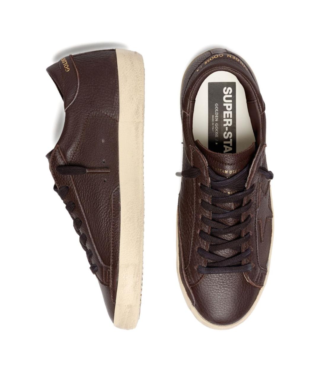 GOLDEN GOOSE Коричневые кожаные низкие кроссовки / кеды, фото 2