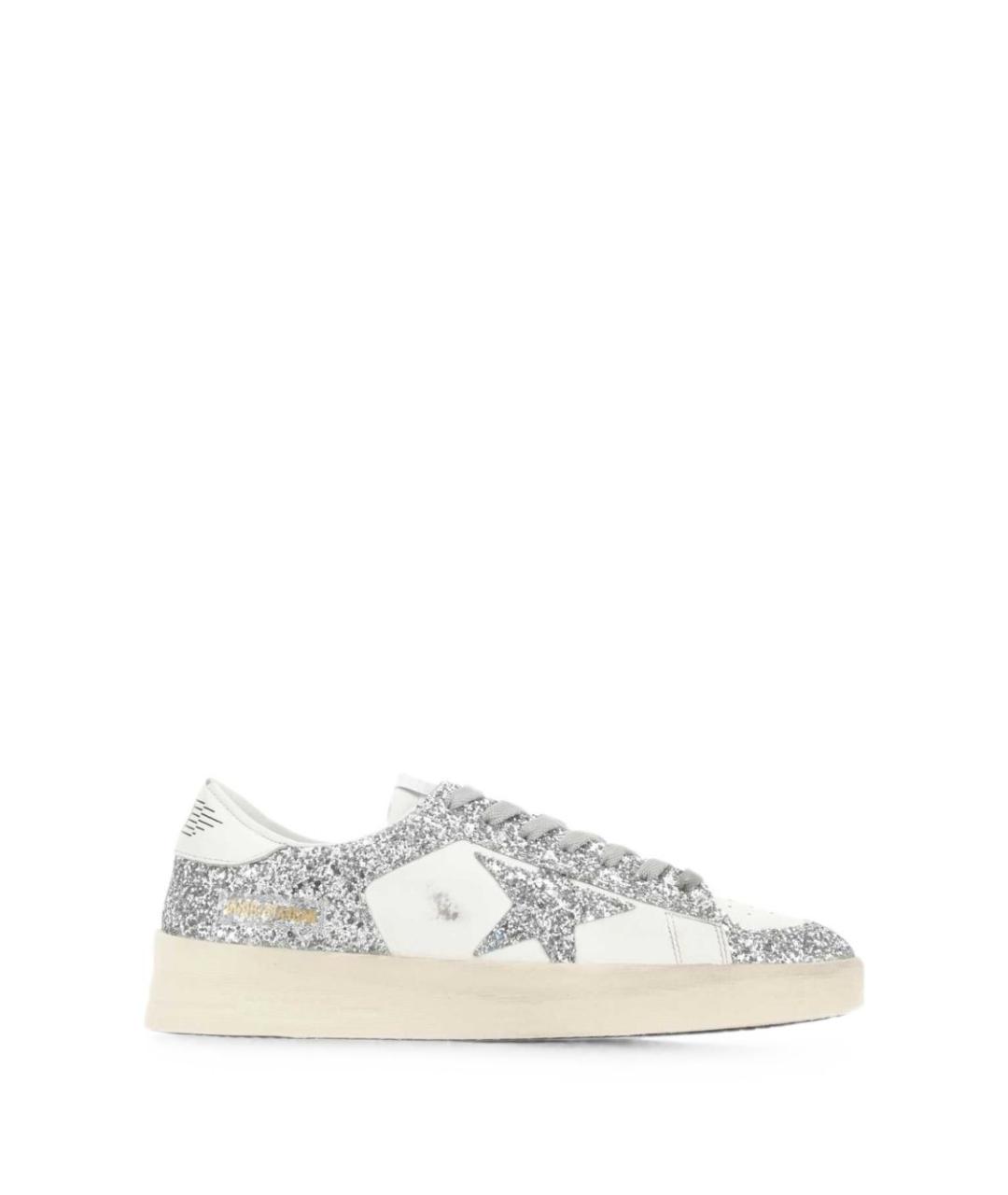 GOLDEN GOOSE Серебряные кожаные кеды, фото 1