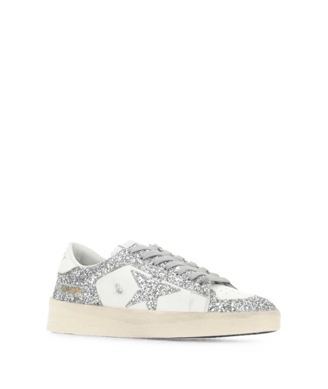 GOLDEN GOOSE Серебряные кожаные кеды, фото 2