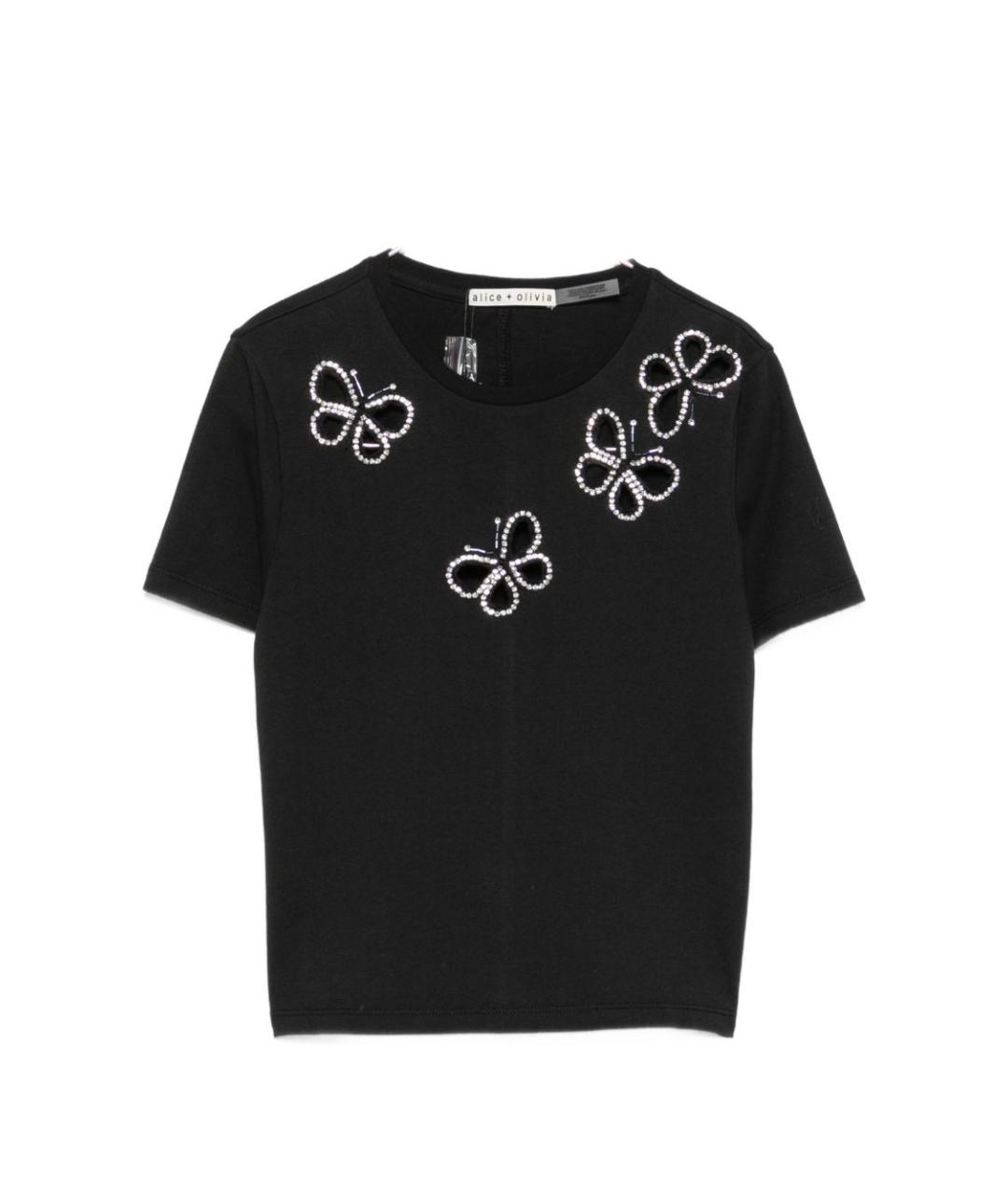 ALICE+OLIVIA Черная хлопковая футболка, фото 1
