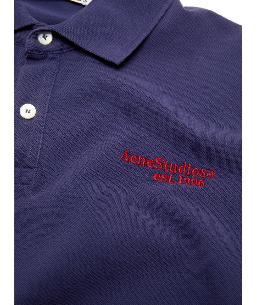 ACNE STUDIOS Синее хлопковое поло с коротким рукавом, фото 6